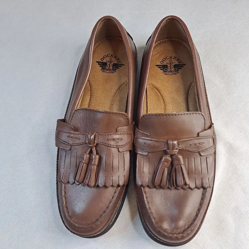 Dockers Sinclair Kiltie Dress Loafers Men's Size 8M Brown Leather Double Tassel